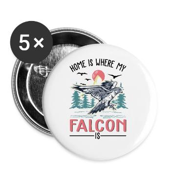 Home Is Where My Falcon Is Kestrel Falconer - Buttons large 2.2''/56 mm (5-pack) - white - Front