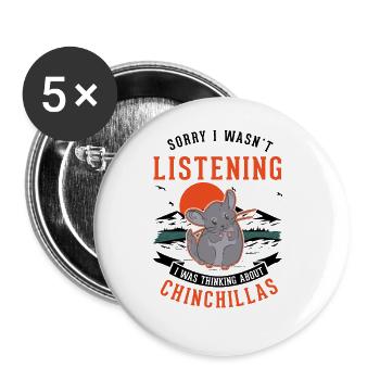 Chinchilla Gift Woolly Mouse Shorttail Chinchilla - Buttons large 2.2''/56 mm (5-pack) - white - Front