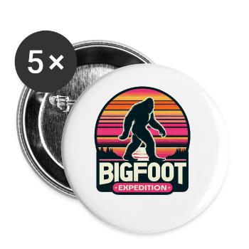 Bigfoot Expedition Hiking | Sasquatch Hunter - Buttons large 2.2''/56 mm (5-pack) - white - Front