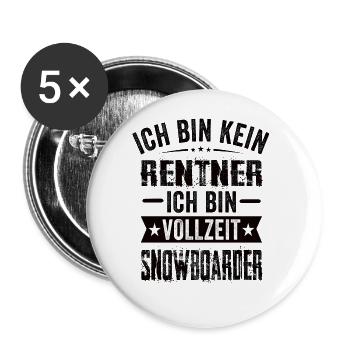 Ich Bin Kein Rentner Ich Bin Vollzeit Snowboarder - Buttons groß 56 mm (5er Pack) - Weiß - Vorne