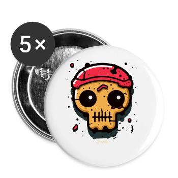 Piraten-Schädel des Kajütenjungen - Buttons groß 56 mm (5er Pack) - Weiß - Vorne
