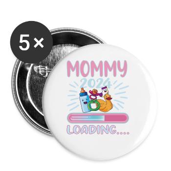 Mom 2024 Expectant Mom Pregnancy - Buttons large 2.2''/56 mm (5-pack) - white - Front