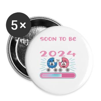 Oma 2024 werdende Oma 2024 Loading - Buttons groß 56 mm (5er Pack) - Weiß - Vorne