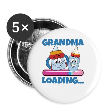 Oma 2024 werdende Oma 2024 Loading - Buttons groß 56 mm (5er Pack) - Weiß - Vorne