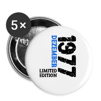 1977 Dezember Limited Edition 46. Geburtstag Deko - Buttons groß 56 mm (5er Pack) - Weiß - Vorne