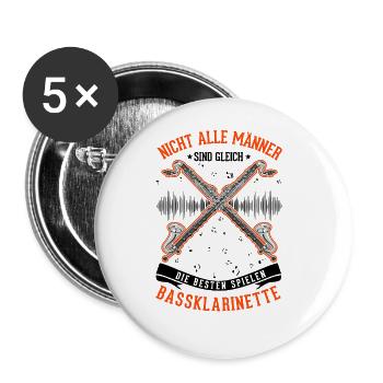 Bassklarinette Geschenk Bassklarinettist - Buttons groß 56 mm (5er Pack) - Weiß - Vorne