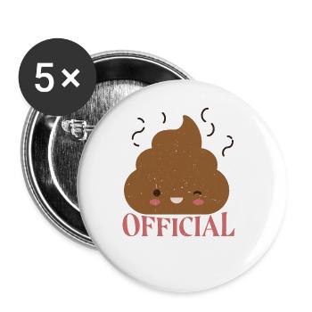 Official Pooper Scooper 61 - Buttons groß 56 mm (5er Pack) - Weiß - Vorne