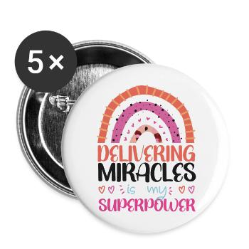 Infirmière spécialisée dans le travail et l’accouchement - Lot de 5 grands badges (56 mm) - blanc - Devant