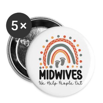 Nurse Midwife Birth Worker Pun - Buttons large 2.2''/56 mm (5-pack) - white - Front