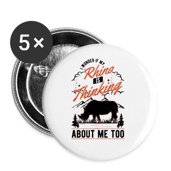 Rhino Gift Rhino Rhinoceros - Buttons large 2.2''/56 mm (5-pack) - white - Front
