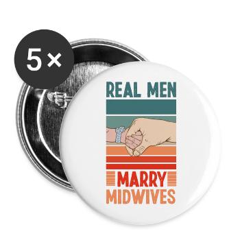 Nurse Midwife Birth Worker - Buttons large 2.2''/56 mm (5-pack) - white - Front