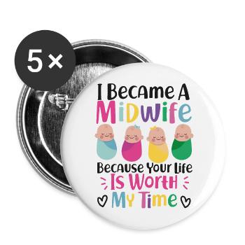 Infirmière sage-femme accoucheuse I - Lot de 5 grands badges (56 mm) - blanc - Devant