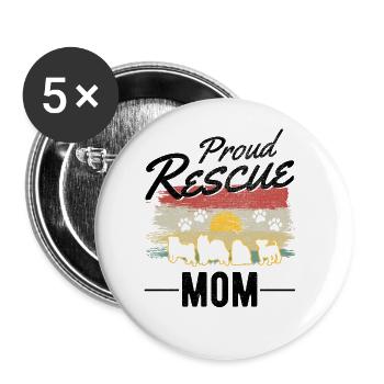 Chien de sauvetage maman chien de rue - Lot de 5 grands badges (56 mm) - blanc - Devant