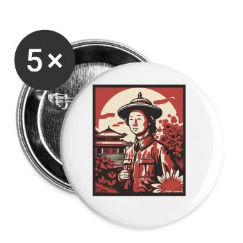 Heimkehr im traditionellen asiatischen japanischen - Buttons groß 56 mm (5er Pack) - Weiß - Vorne