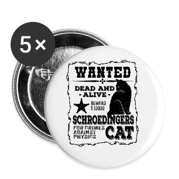 Schroedingers Katze Dead And Alive Physik Witz - Buttons groß 56 mm (5er Pack) - Weiß - Vorne