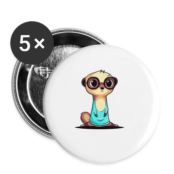 Nerdmännchen Junge Jungen Erdmännchen Nerdy Nerd - Buttons groß 56 mm (5er Pack) - Weiß - Vorne