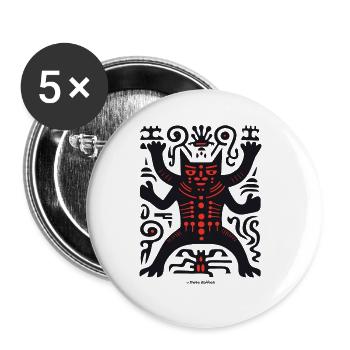 Abstract Art of an Occult Black Cat - Buttons large 2.2''/56 mm (5-pack) - white - Front