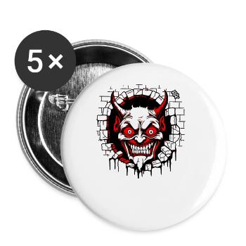 Satan peeks out of the crack in the wall - Buttons large 2.2''/56 mm (5-pack) - white - Front