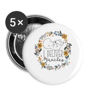 LD Labour And Delivery Nurse - Buttons groß 56 mm (5er Pack) - Weiß - Vorne