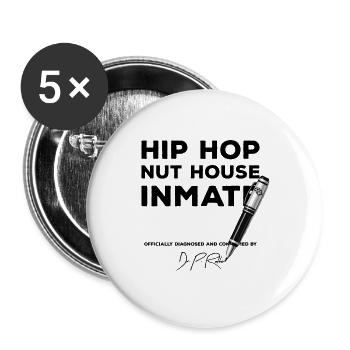 Diagnosis approved, hip-hop inmate of the slap mill - Buttons large 2.2''/56 mm (5-pack) - white - Front