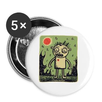 Scary climate change, anxious little people - Buttons large 2.2''/56 mm (5-pack) - white - Front