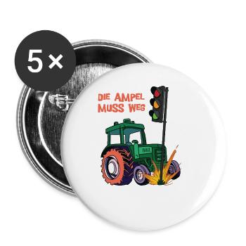 Die Ampel muss weg! Traktor rammt Ampel - Buttons groß 56 mm (5er Pack) - Weiß - Vorne