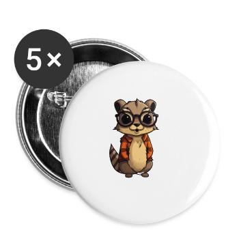 Nerdhörnchen Junge Jungen Erdhörnchen Nerdy Nerd - Buttons groß 56 mm (5er Pack) - Weiß - Vorne