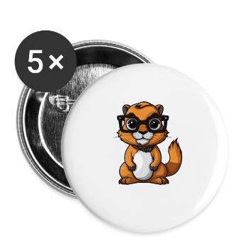 Nerdhörnchen Junge Jungen Erdhörnchen Nerdy Nerd - Buttons groß 56 mm (5er Pack) - Weiß - Vorne