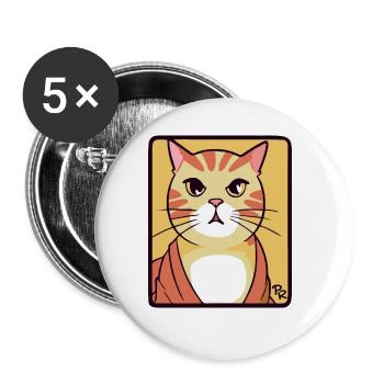 Cooler simpler Cartoon-Kater - Buttons groß 56 mm (5er Pack) - Weiß - Vorne