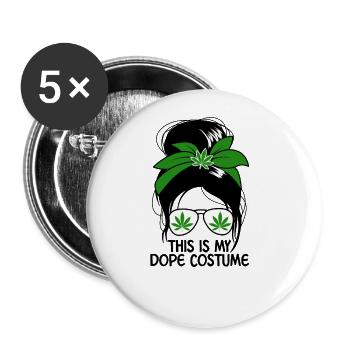 This Is My Dop Costume Messy Bun Ladies Marihua - Buttons large 2.2''/56 mm (5-pack) - white - Front