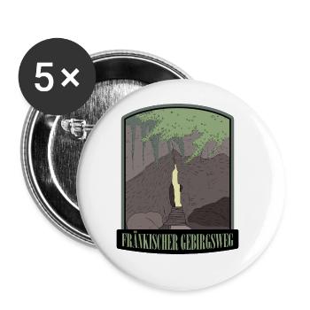 Fränkischer Gebirgsweg - Buttons groß 56 mm (5er Pack) - Weiß - Vorne