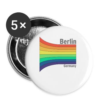 Berlin Rainbow Pride Souvenir Party Favor - Buttons large 2.2''/56 mm (5-pack) - white - Front