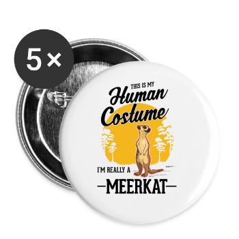 Meerkat Costume Meerkat Halloween - Buttons large 2.2''/56 mm (5-pack) - white - Front