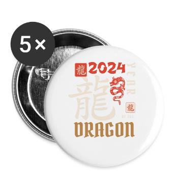 Chinese New Year Year Of The Dragon 2024 - Buttons large 2.2''/56 mm (5-pack) - white - Front