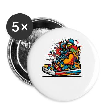 Love Sneaker Graffiti - Buttons large 2.2''/56 mm (5-pack) - white - Front