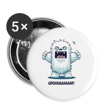 Kleiner Cartoon-Yeti - Buttons groß 56 mm (5er Pack) - Weiß - Vorne