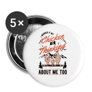 Chickens, Chicken Breeding, Chicken, Farmer, Farmer - Buttons large 2.2''/56 mm (5-pack) - white - Front