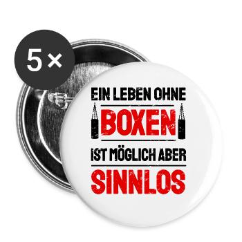 Boxen Boxsport Kampfsport Motto - Buttons groß 56 mm (5er Pack) - Weiß - Vorne