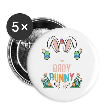 Je suis le bébé lapin - Lot de 5 grands badges (56 mm) - blanc - Devant