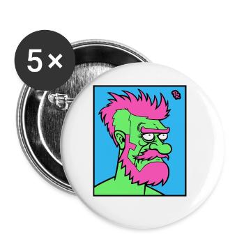 Männlicher Cartoon Mann - Buttons groß 56 mm (5er Pack) - Weiß - Vorne