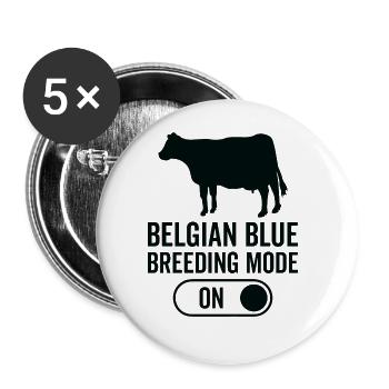 Cow breeding mode on - Belgian blue - Buttons large 2.2''/56 mm (5-pack) - white - Front