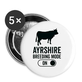 Mode d’élevage des vaches activé - Ayrshire - Lot de 5 grands badges (56 mm) - blanc - Devant