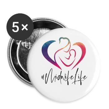 Nurse Midwife Birth Worker Rainbow - Buttons groß 56 mm (5er Pack) - Weiß - Vorne