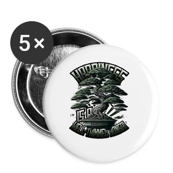 Japanischer Bonsai - Buttons groß 56 mm (5er Pack) - Weiß - Vorne