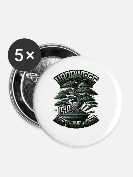 Japanischer Bonsai - Buttons groß 56 mm (5er Pack) - Weiß