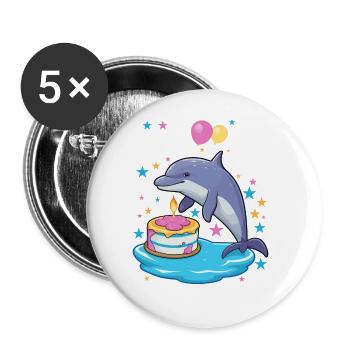 J’ai 9 ans Dauphins Dauphin 9ème anniversaire - Lot de 5 grands badges (56 mm) - blanc - Devant