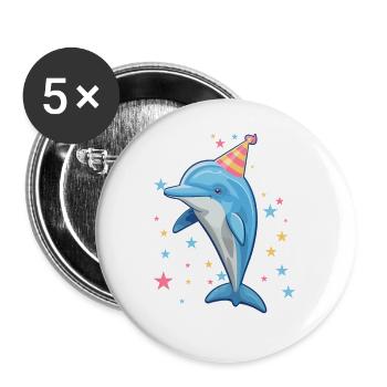 I'm 8 years old Dolphins Dolphin 8th Birthday - Buttons large 2.2''/56 mm (5-pack) - white - Front