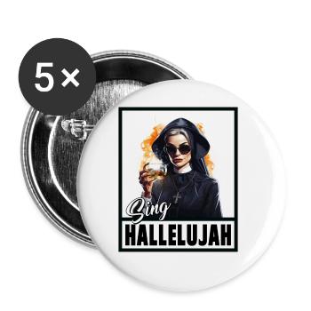 Sexy Nun Drinks Alcohol Funny Saying - Buttons large 2.2''/56 mm (5-pack) - white - Front
