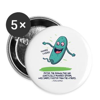 Peter, der radioaktive modifizierte Samen - Buttons groß 56 mm (5er Pack) - Weiß - Vorne