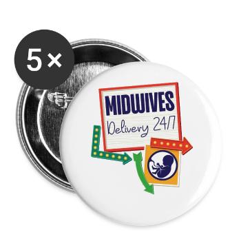 Nurse Midwife Birth Worker Flower - Buttons large 2.2''/56 mm (5-pack) - white - Front